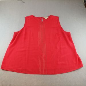 Michael Kors Womens Silky Red Sleeveless Tank Size 3X Plus Gold Studs